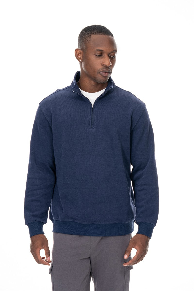 سويت شيرت أساسي بنصف سحاب - كحلي