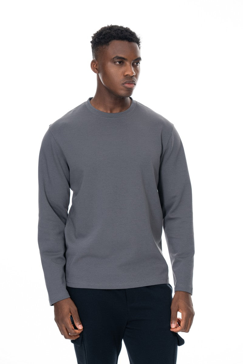 سويت شيرت قطني أساسي - رمادي