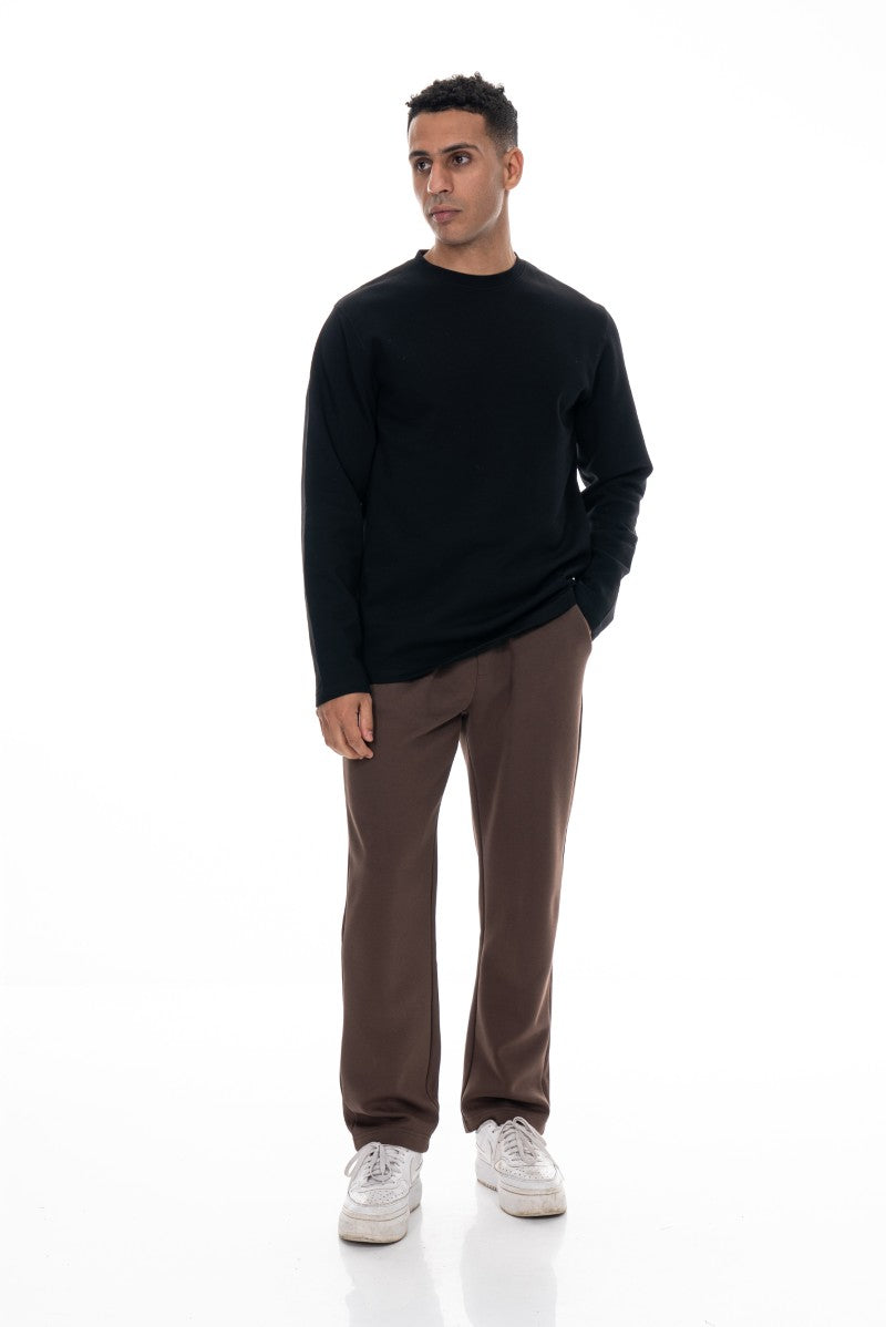 سويت شيرت قطني أساسي - أسود