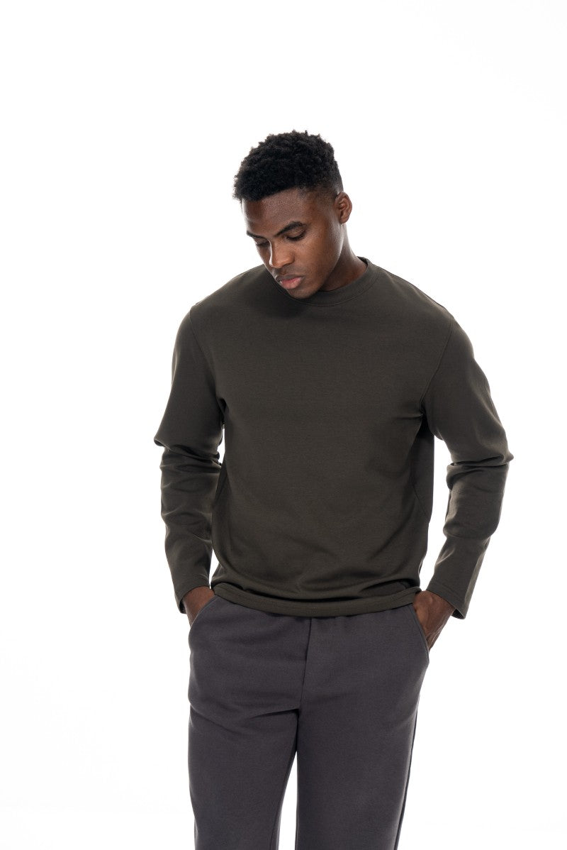 سويت شيرت قطني أساسي - أخضر داكن