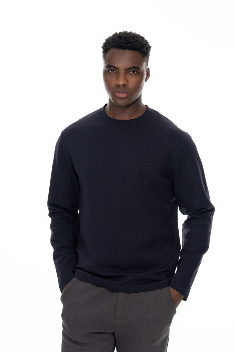 سويت شيرت قطني أساسي - كحلي