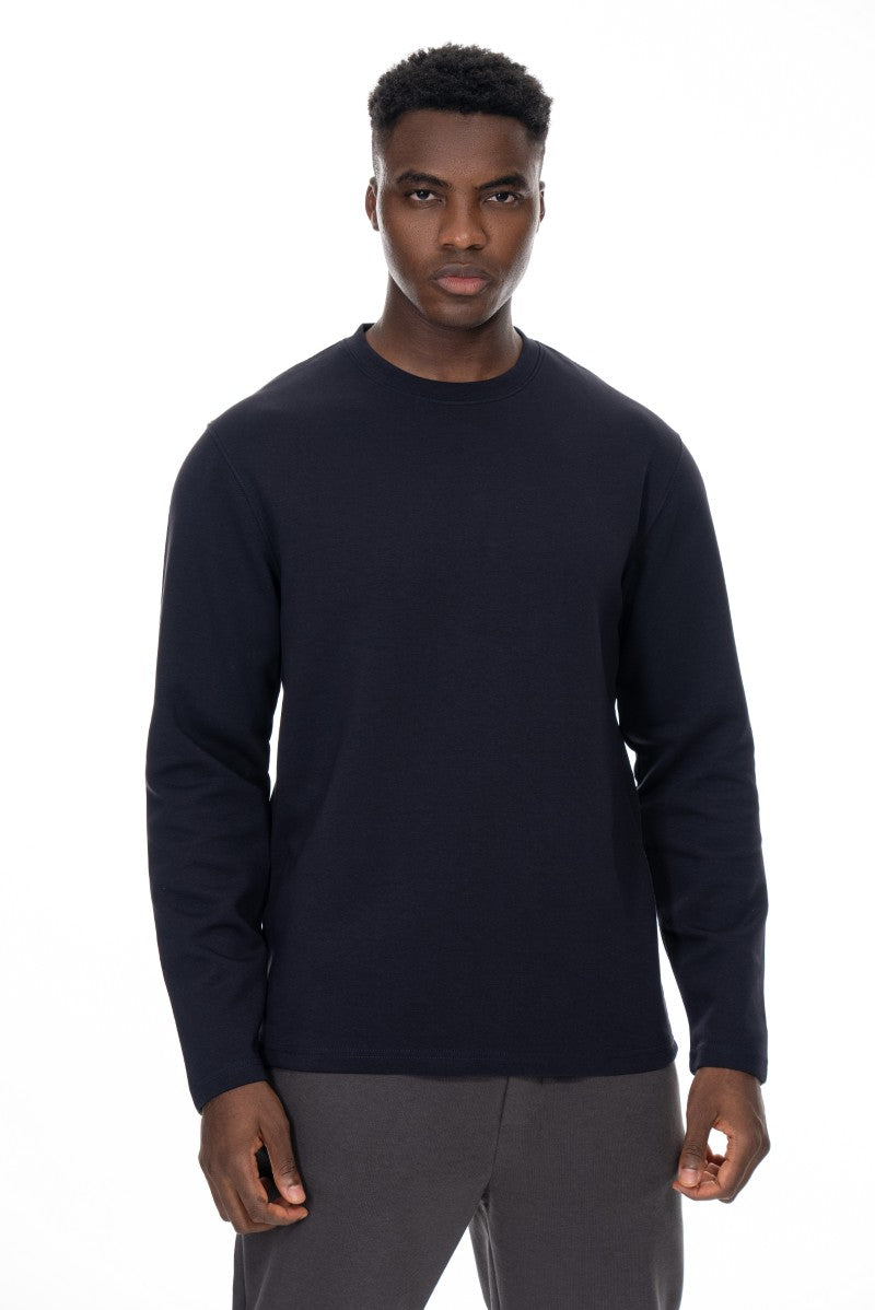 سويت شيرت قطني أساسي - كحلي