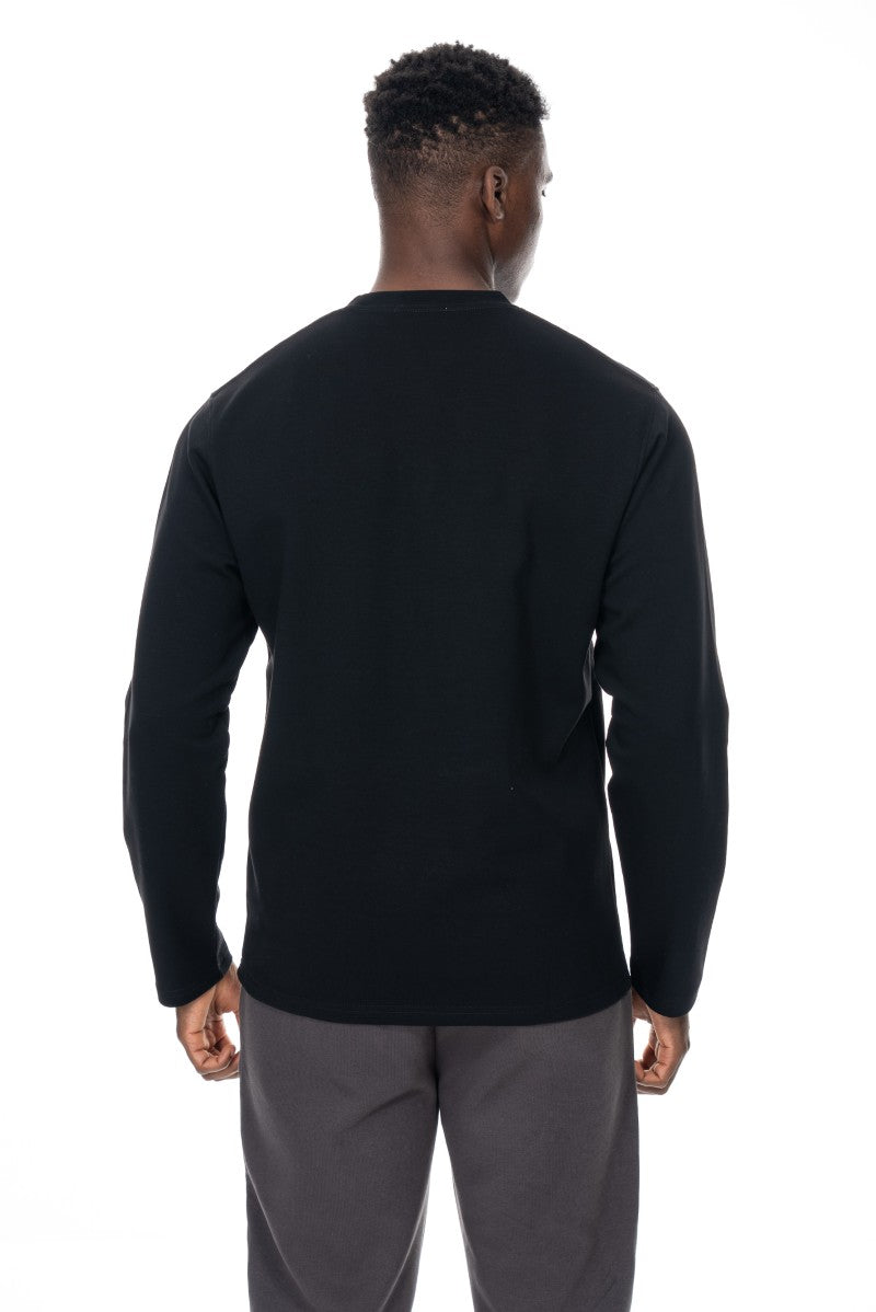 سويت شيرت قطني مطبوع - أسود