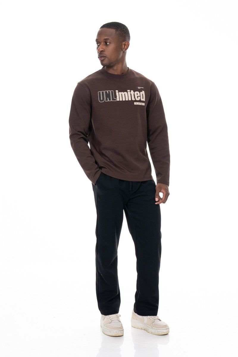 Printed Cotton Sweatshirt - Brown