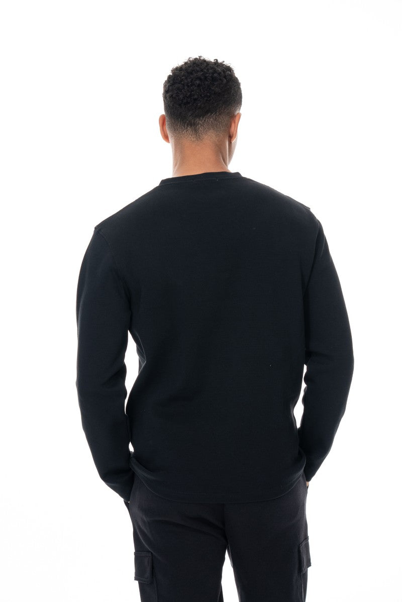 سويت شيرت قطني أساسي - أسود