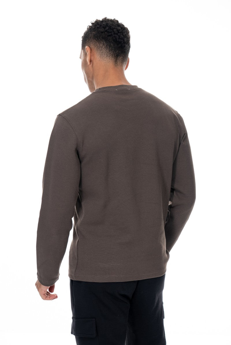 سويت شيرت قطني أساسي - بني