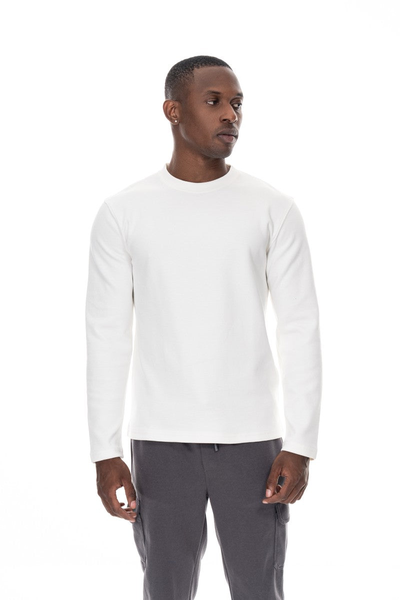 سويت شيرت قطني أساسي - أبيض كريمي