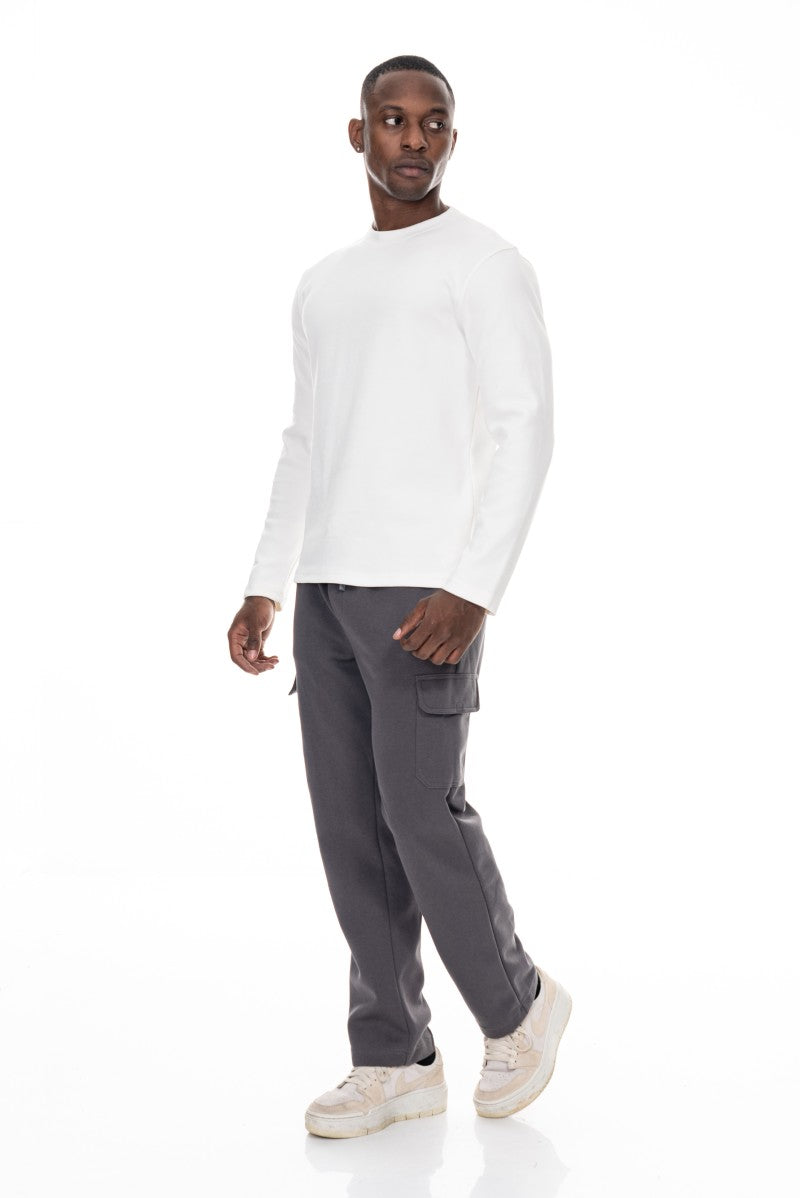 سويت شيرت قطني أساسي - أبيض كريمي