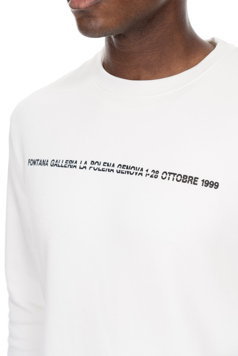 سويت شيرت قطني مطبوع - أبيض كريمي