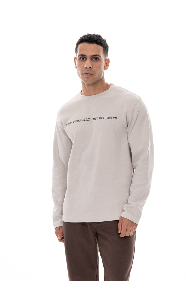 سويت شيرت قطني مطبوع - حجري