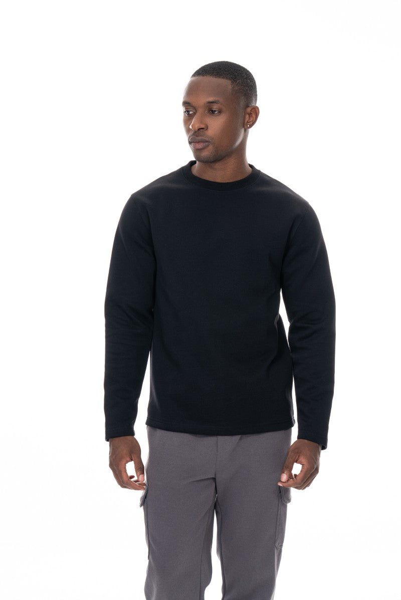 سويت شيرت قطني أساسي - أسود