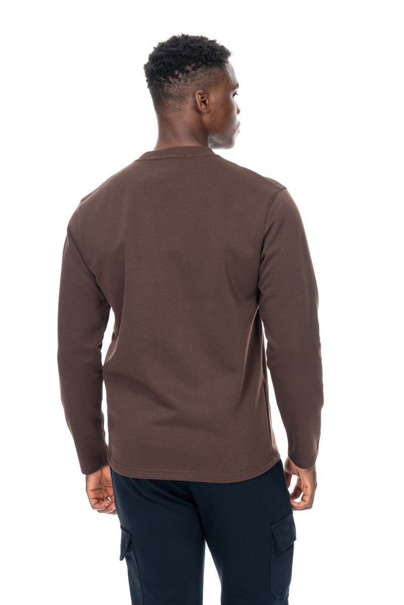 سويت شيرت قطني أساسي - بني