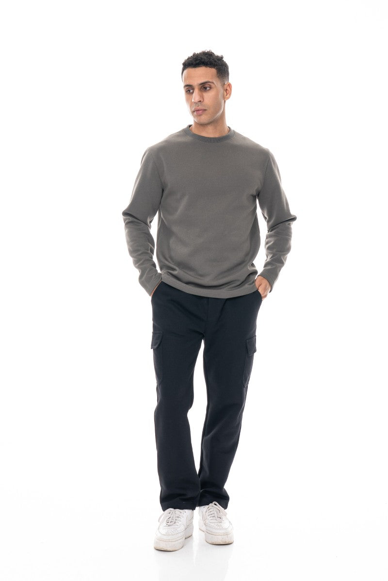 سويت شيرت قطني أساسي - أخضر داكن