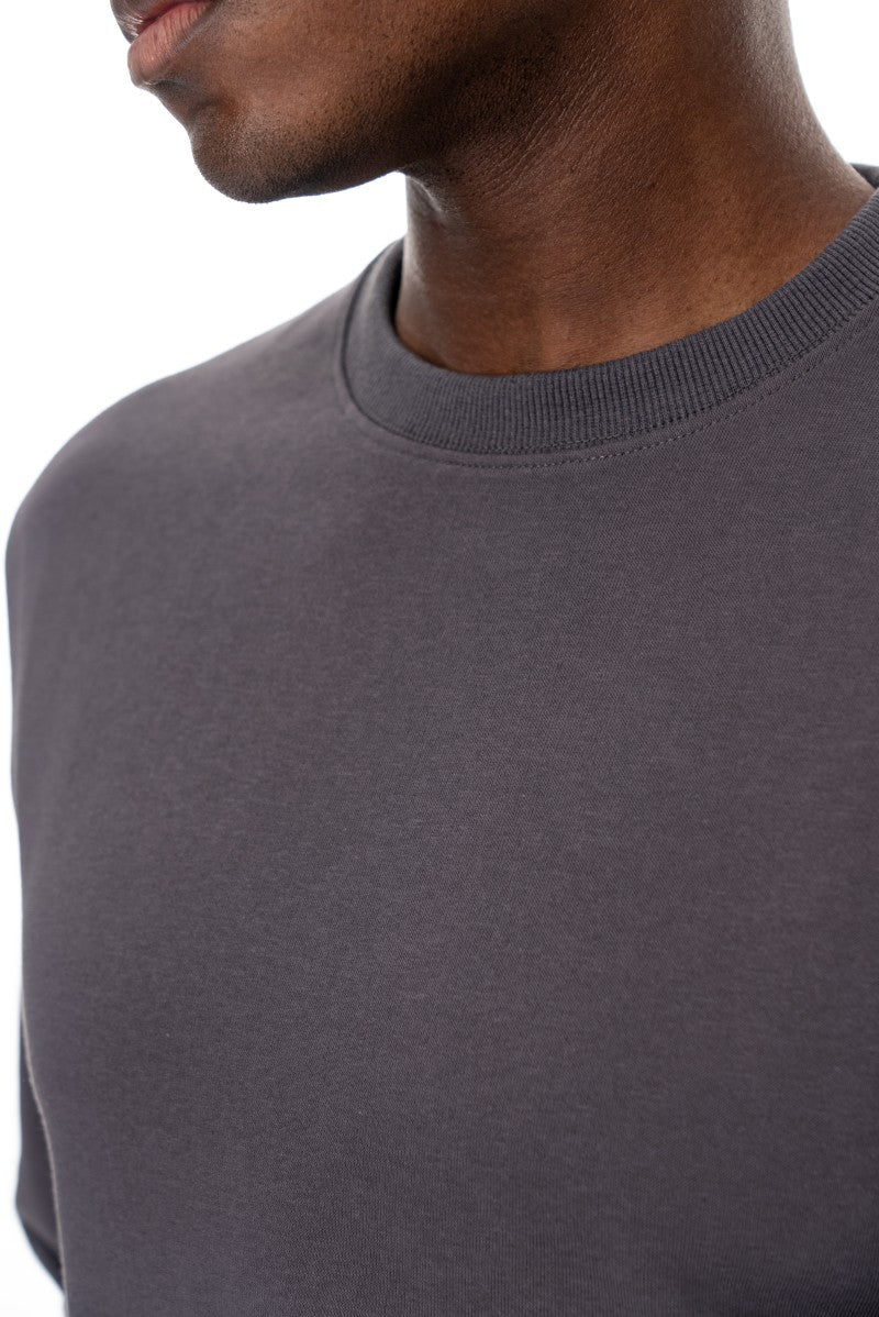 سويت شيرت قطني أساسي - رمادي داكن