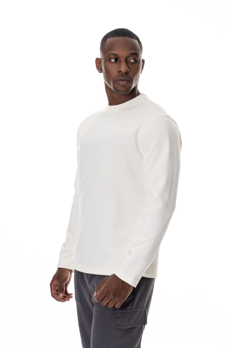 سويت شيرت قطني أساسي - أبيض كريمي