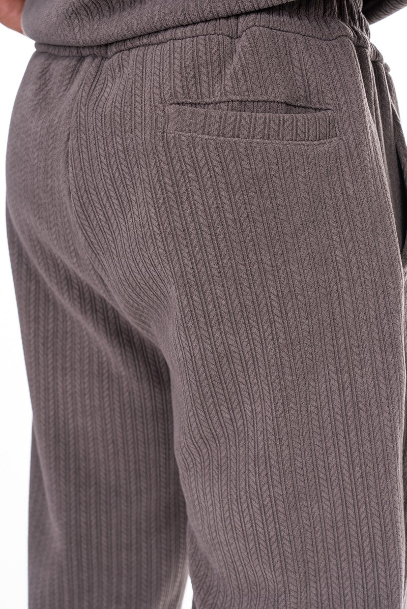 طقم سويت شيرت وبنطال رياضي منقوش - رمادي