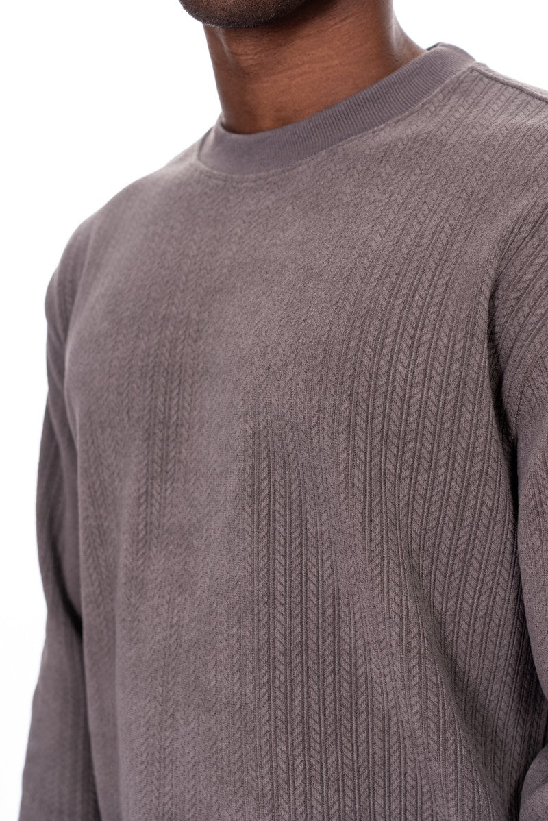 طقم سويت شيرت وبنطال رياضي منقوش - رمادي