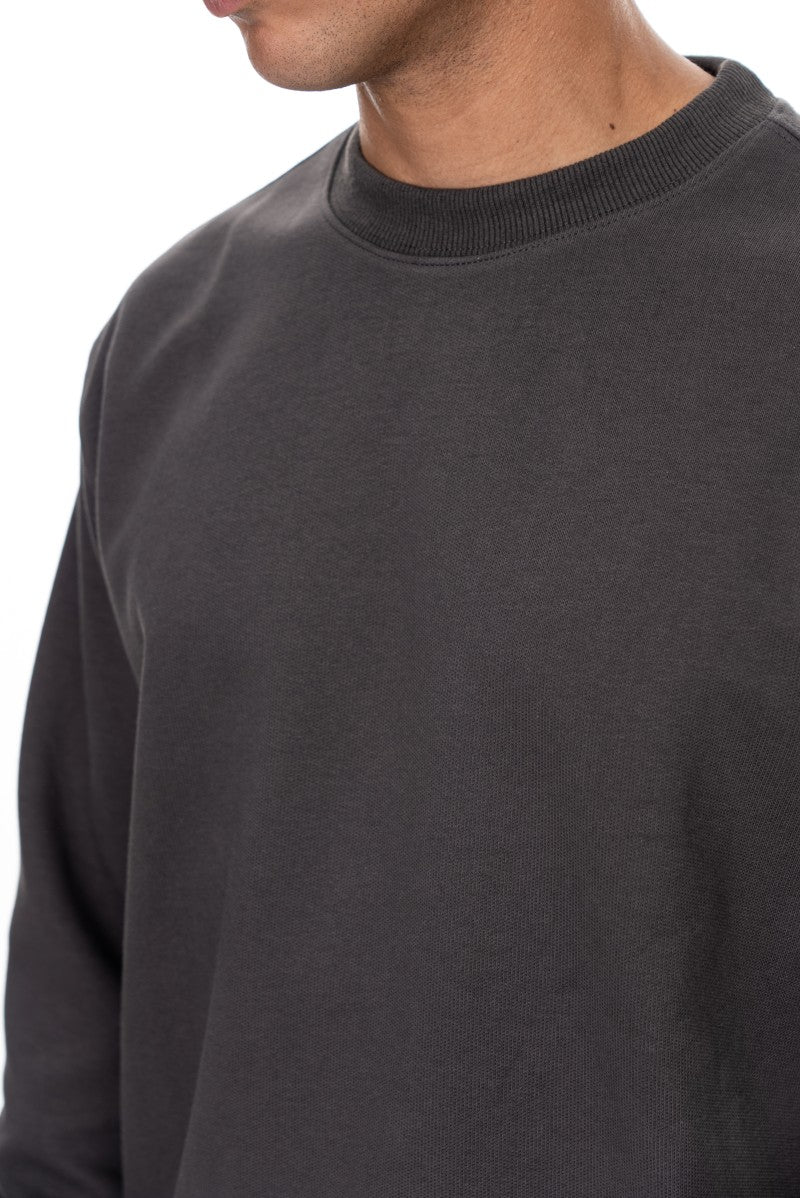 سويت شيرت قطني أساسي - رمادي داكن