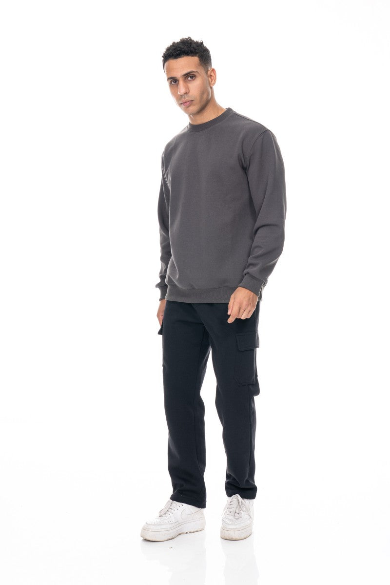 سويت شيرت قطني أساسي - رمادي داكن