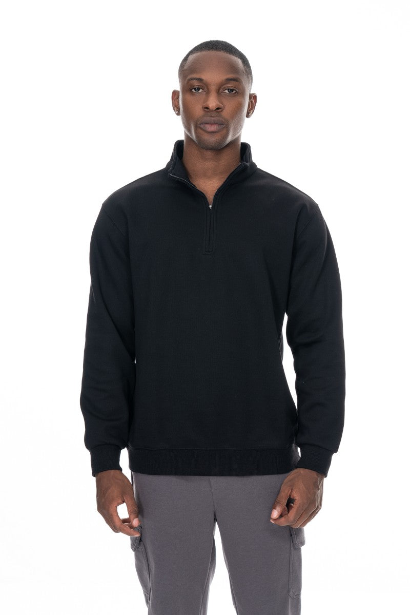 سويت شيرت قطني بنصف سحاب - أسود