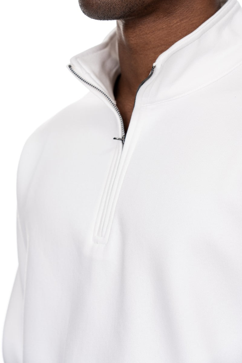 سويت شيرت قطني بنصف سحاب - أبيض