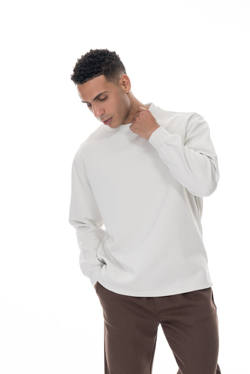 سويت شيرت قطني أساسي - رمادي فاتح