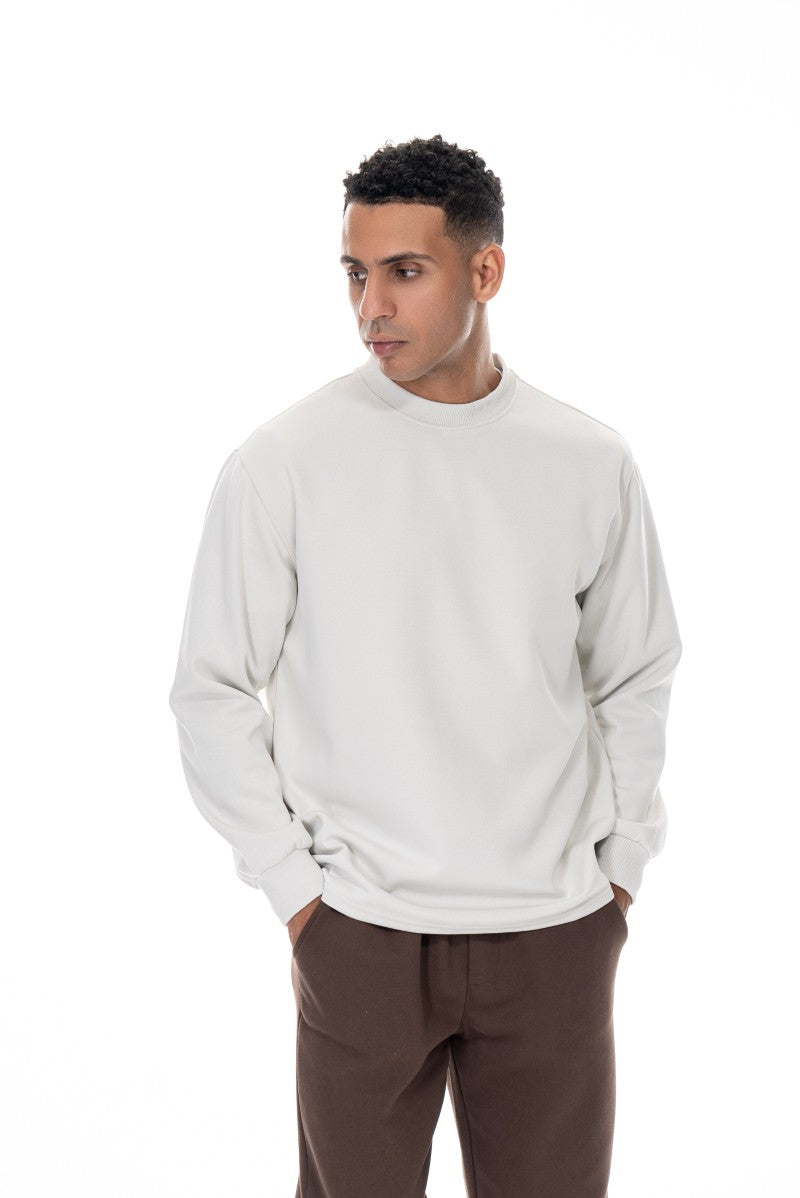 سويت شيرت قطني أساسي - رمادي فاتح