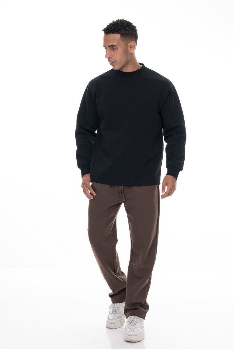 سويت شيرت قطني أساسي - أسود