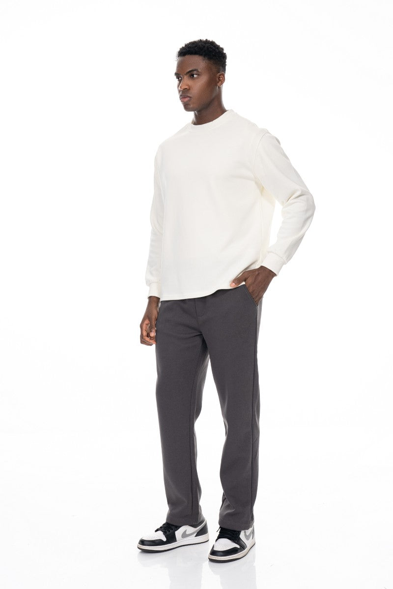 سويت شيرت قطني أساسي - أبيض كريمي