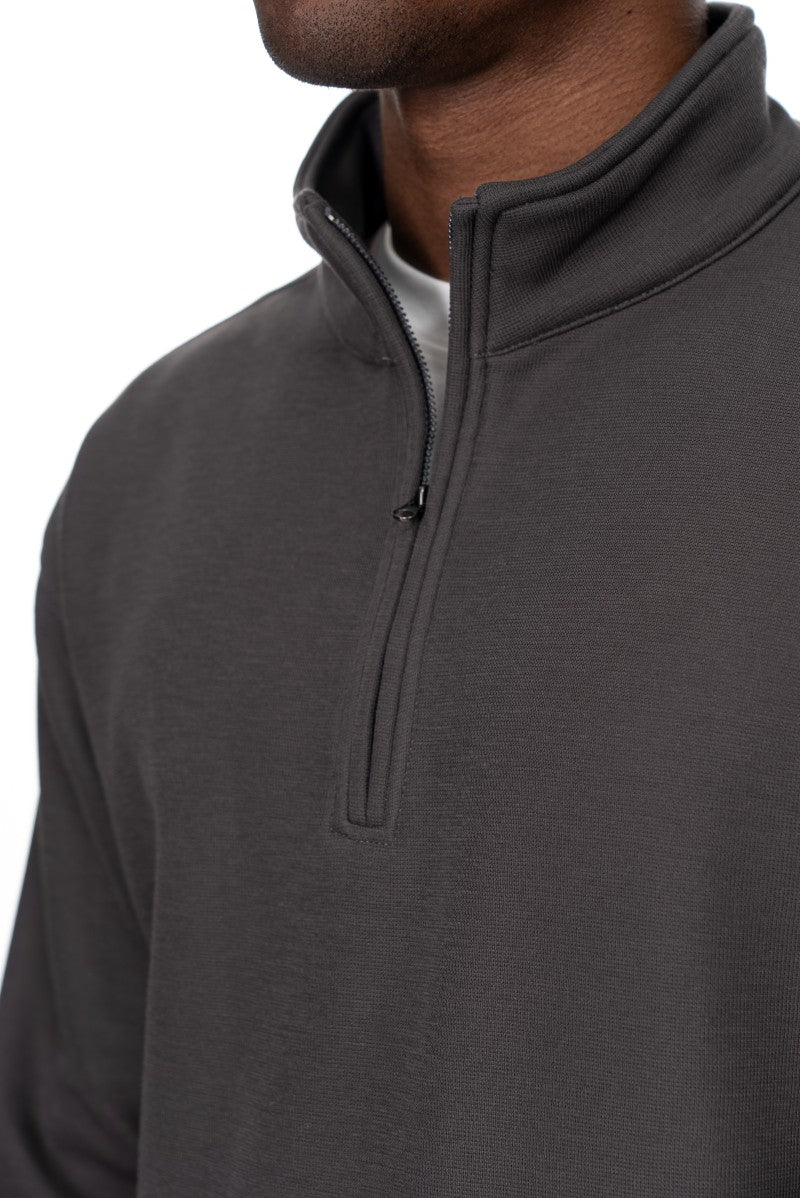 سويت شيرت قطني بنصف سحاب - رمادي داكن