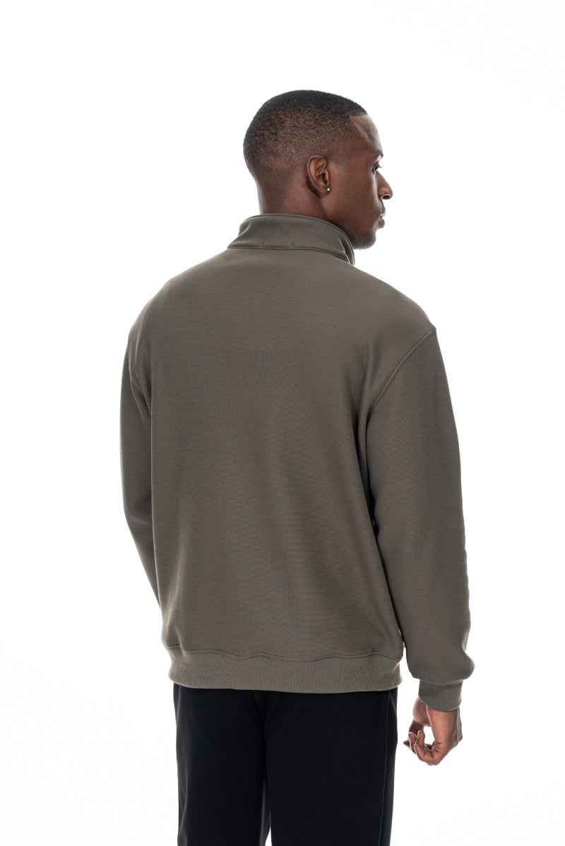 سويت شيرت قطني بنصف سحاب - أخضر