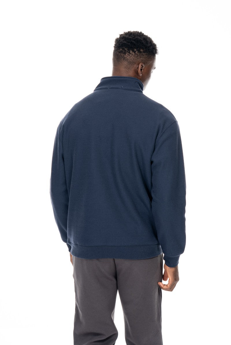 سويت شيرت قطني بنصف سحاب - كحلي