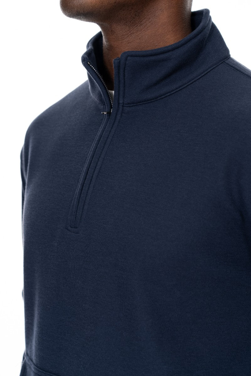 سويت شيرت قطني بنصف سحاب - كحلي