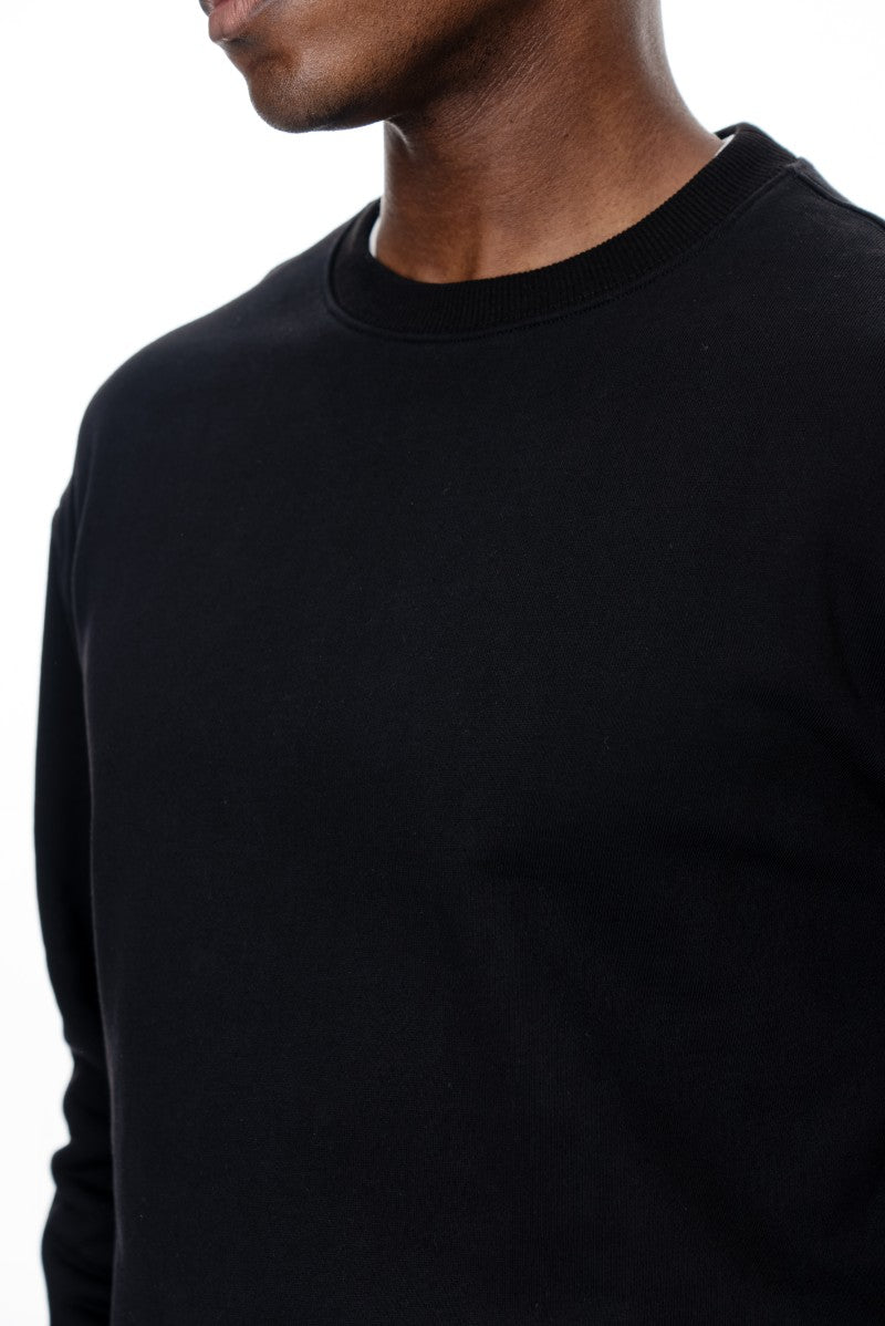 سويت شيرت قطني أساسي - أسود