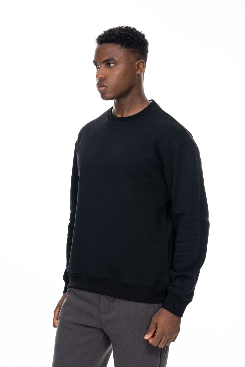 سويت شيرت قطني أساسي - أسود