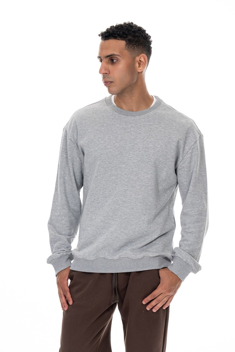 سويت شيرت قطني أساسي - رمادي