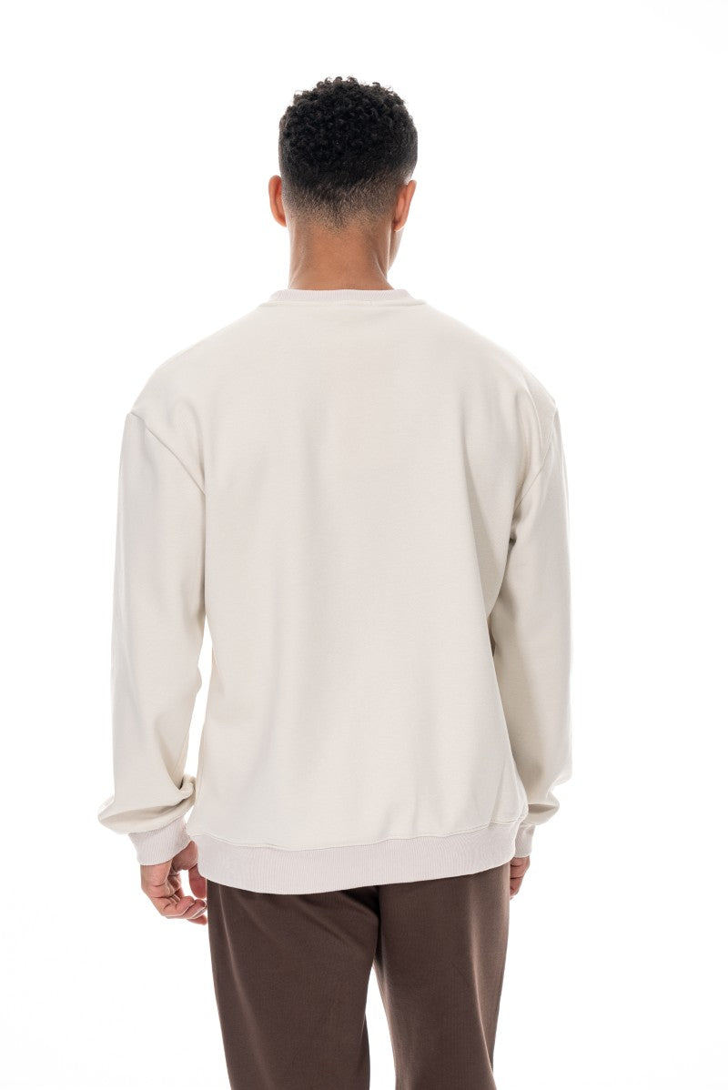 سويت شيرت قطني أساسي - بيج