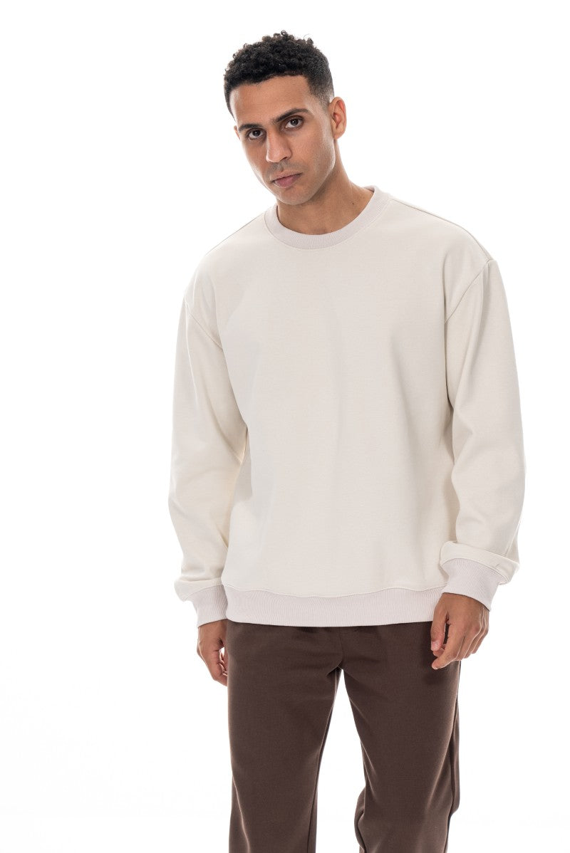سويت شيرت قطني أساسي - بيج