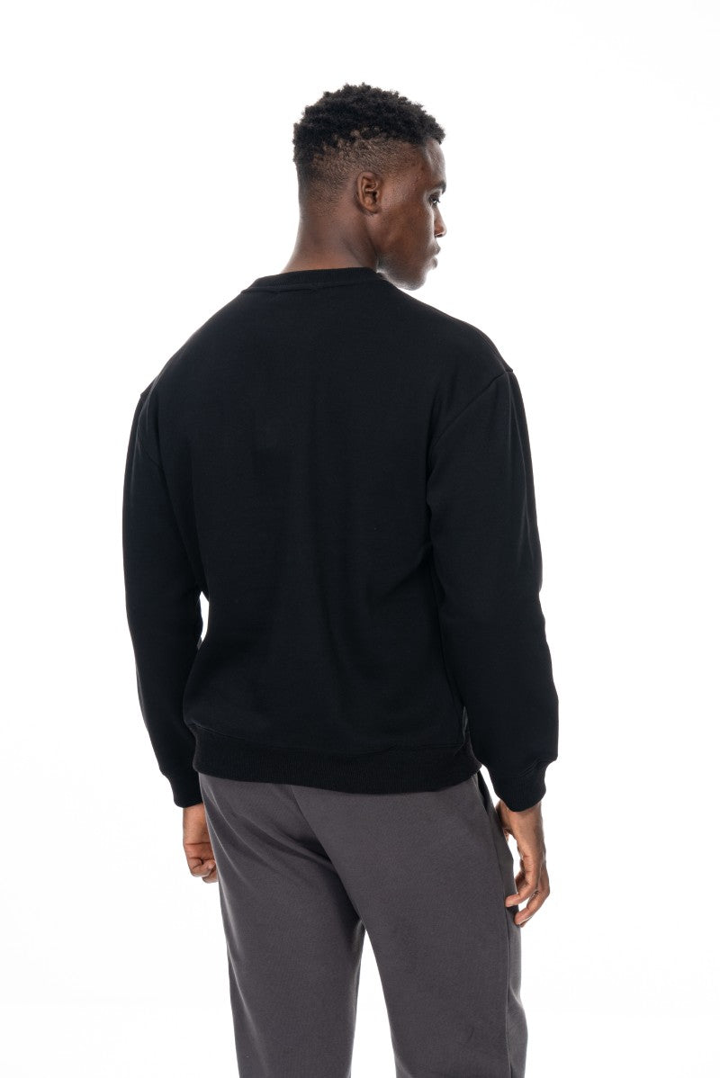سويت شيرت قطني أساسي - أسود