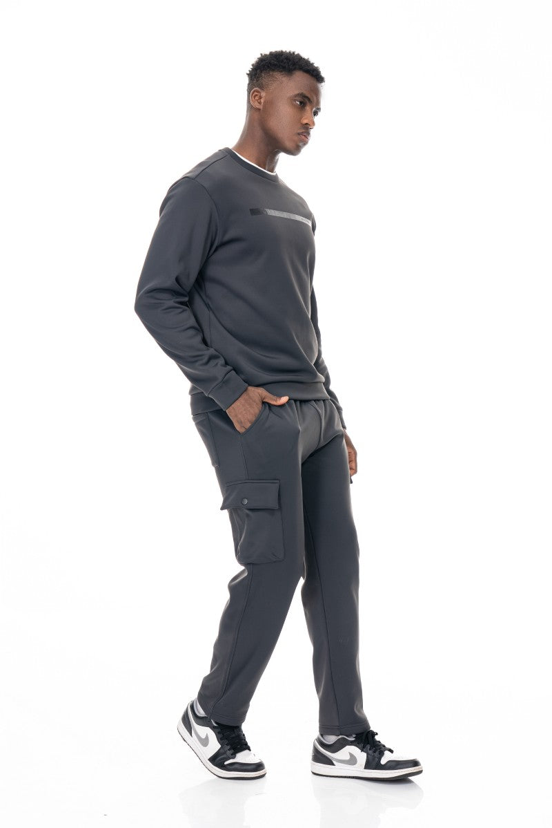 طقم تدريب أساسي للرجال - رمادي داكن