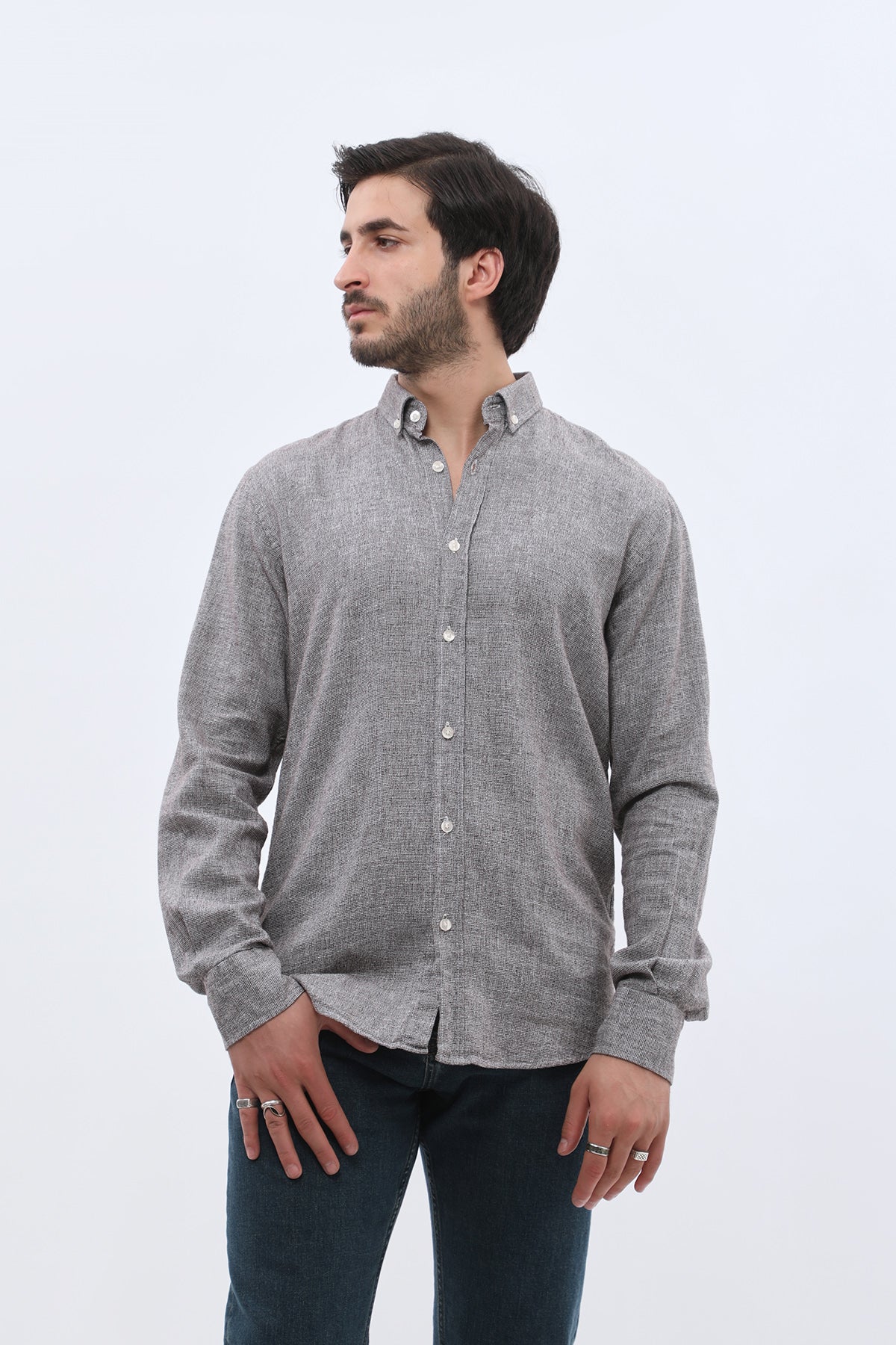 قميص بقبة بأزرار من SHIRTSPRO - لون بني