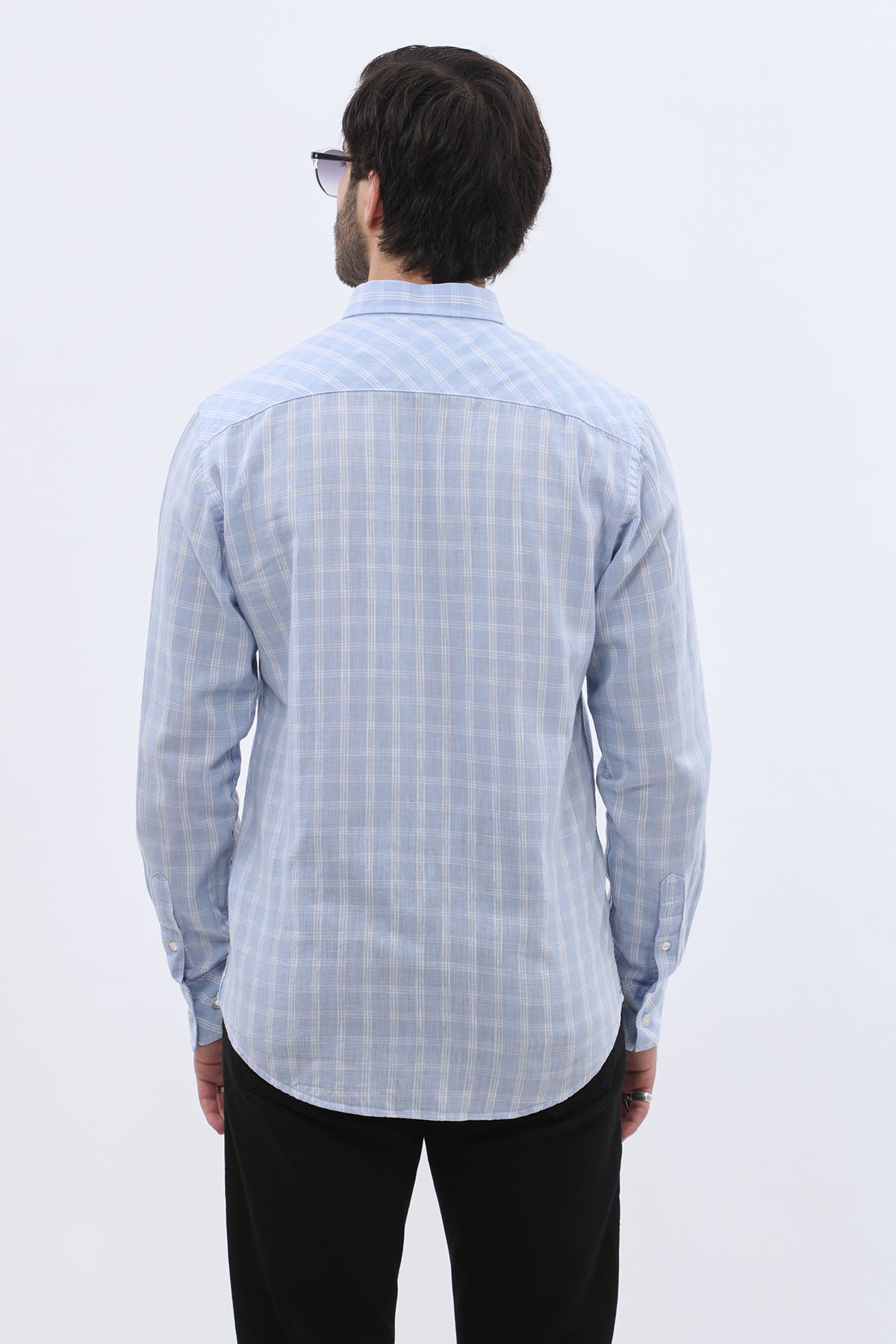 قميص كاروهات بقبة بأزرار من SHIRTSPRO - لون ازرق