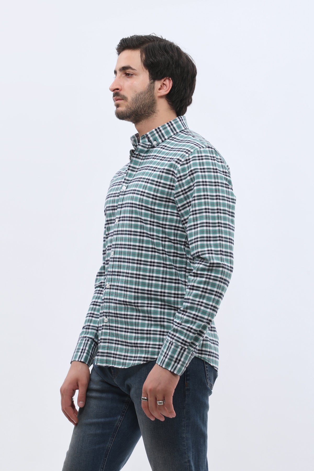 قميص أكسفورد كاروهات بقبة بأزرار من SHIRTSPRO - لون أخضر فاتح