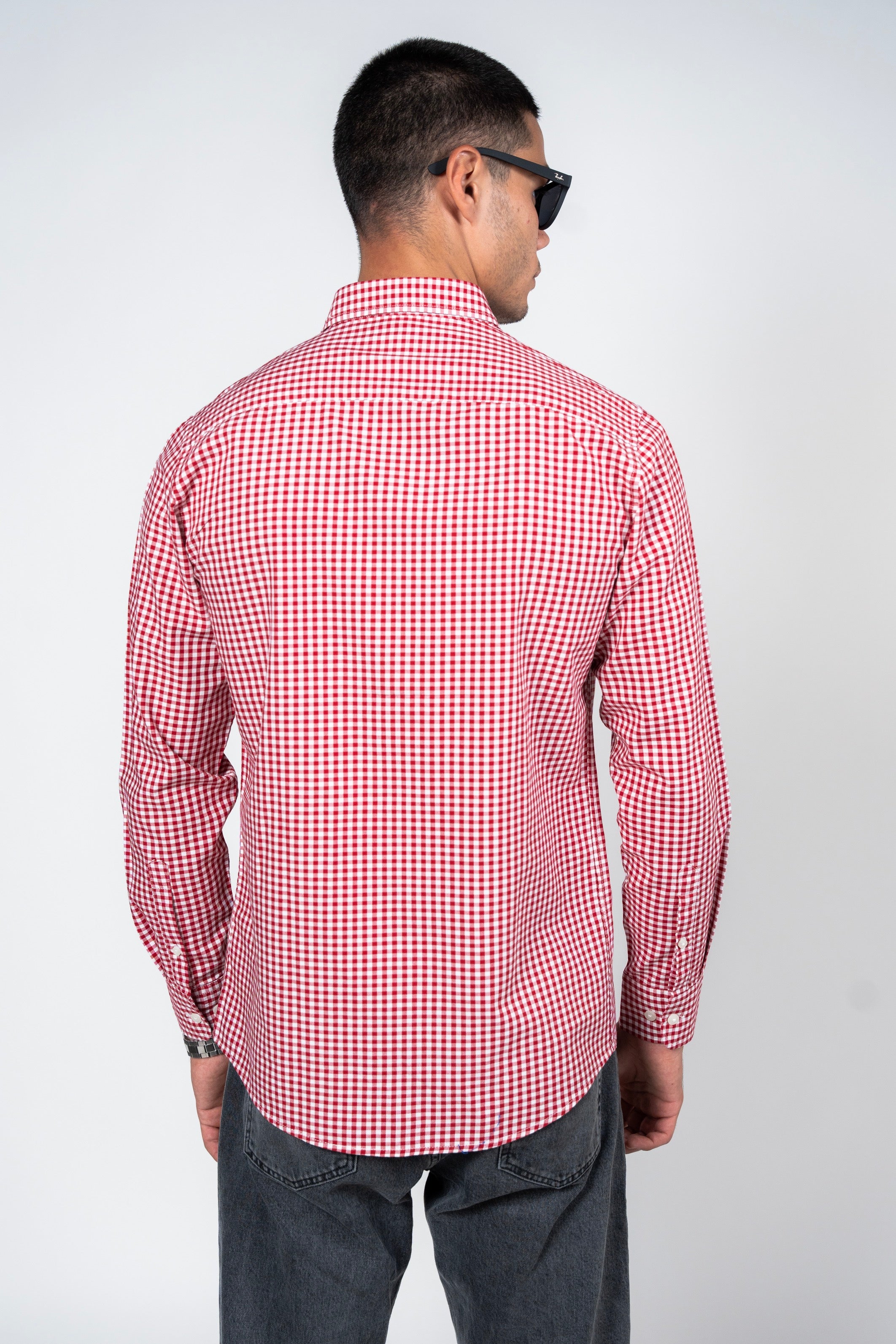 DNM UNITED Checked Smart Fit Shirt - Button-Down Collar - Red