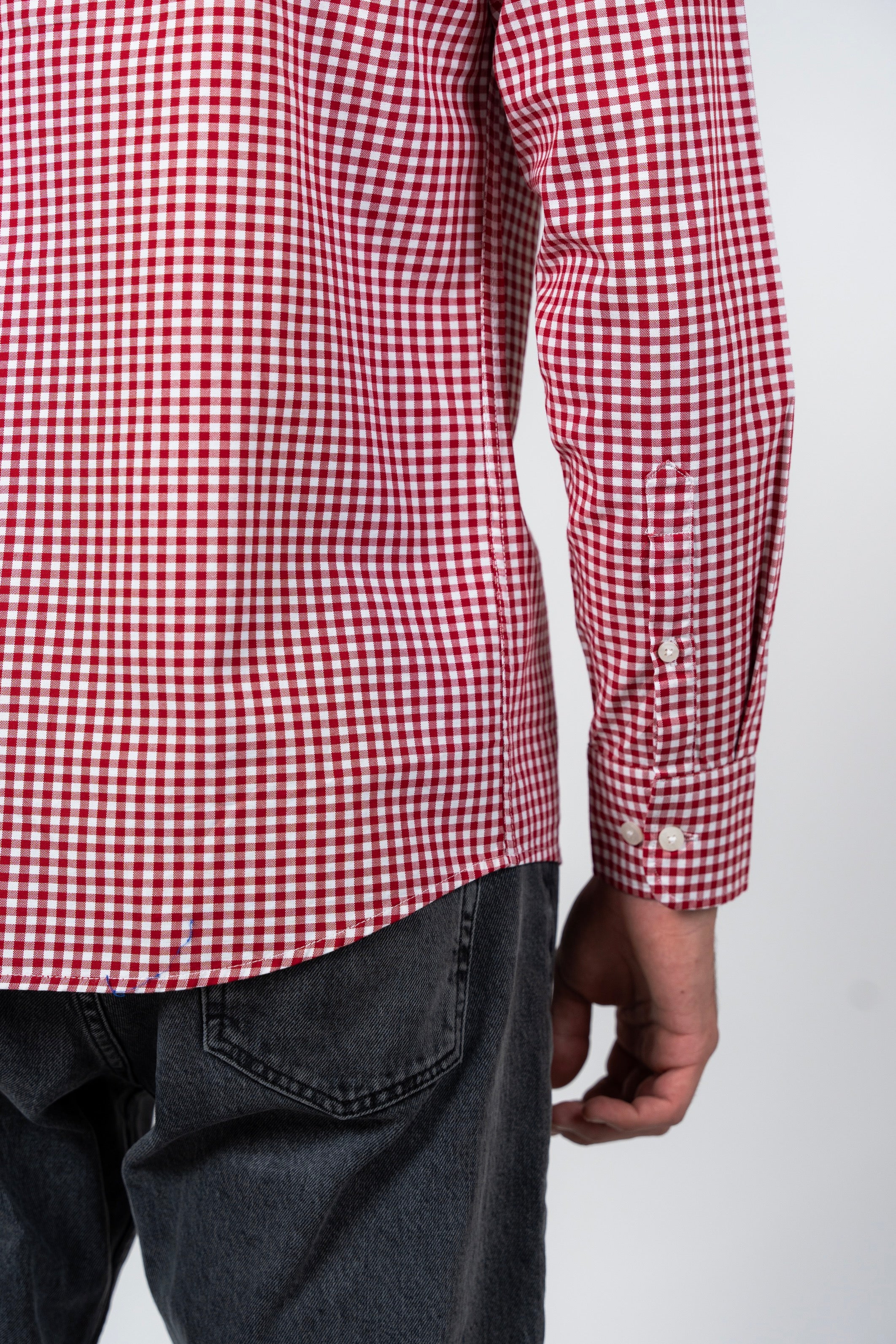 DNM UNITED Checked Smart Fit Shirt - Button-Down Collar - Red
