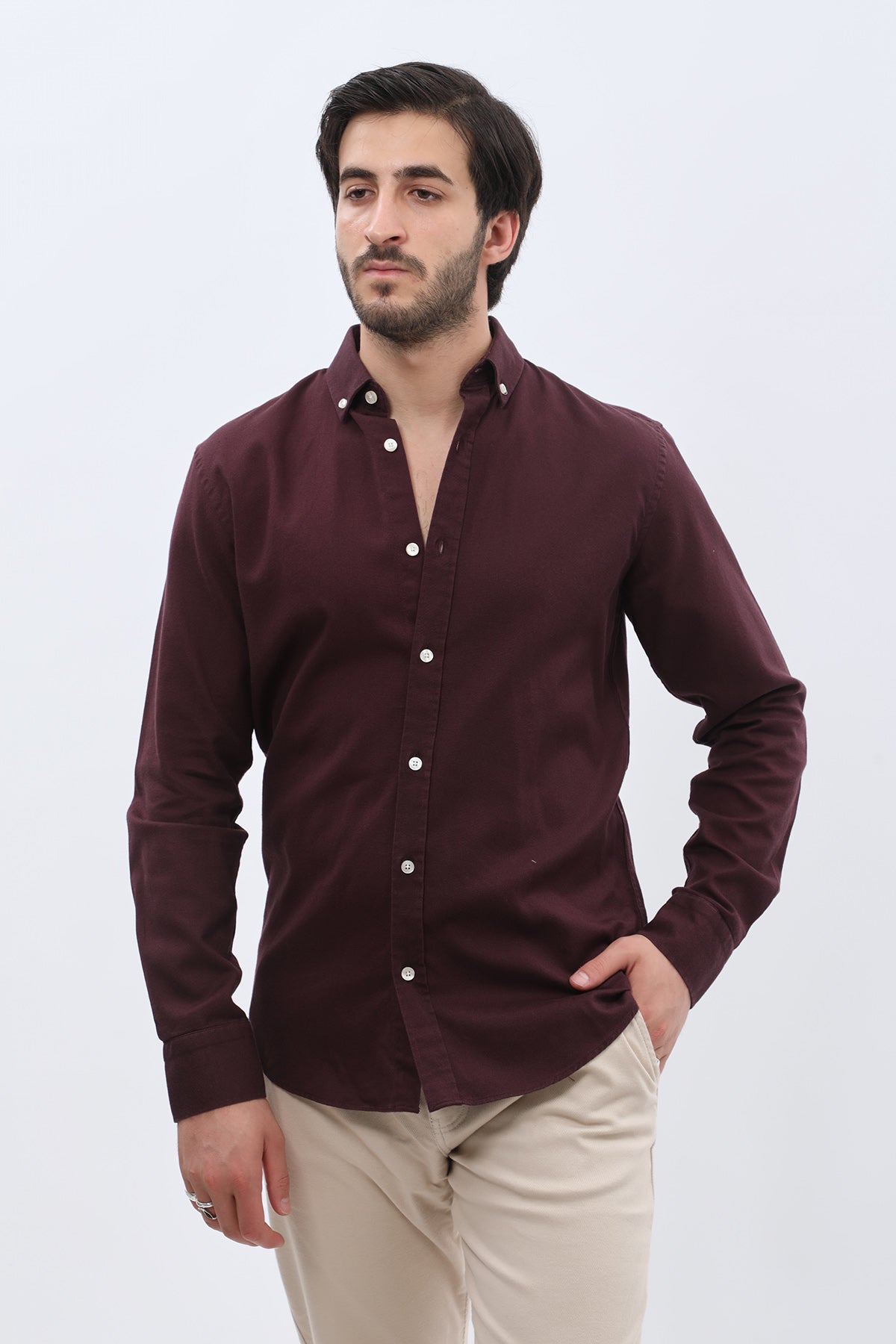 قميص باسكت بقبة بأزرار من SHIRTSPRO - لون أرجواني