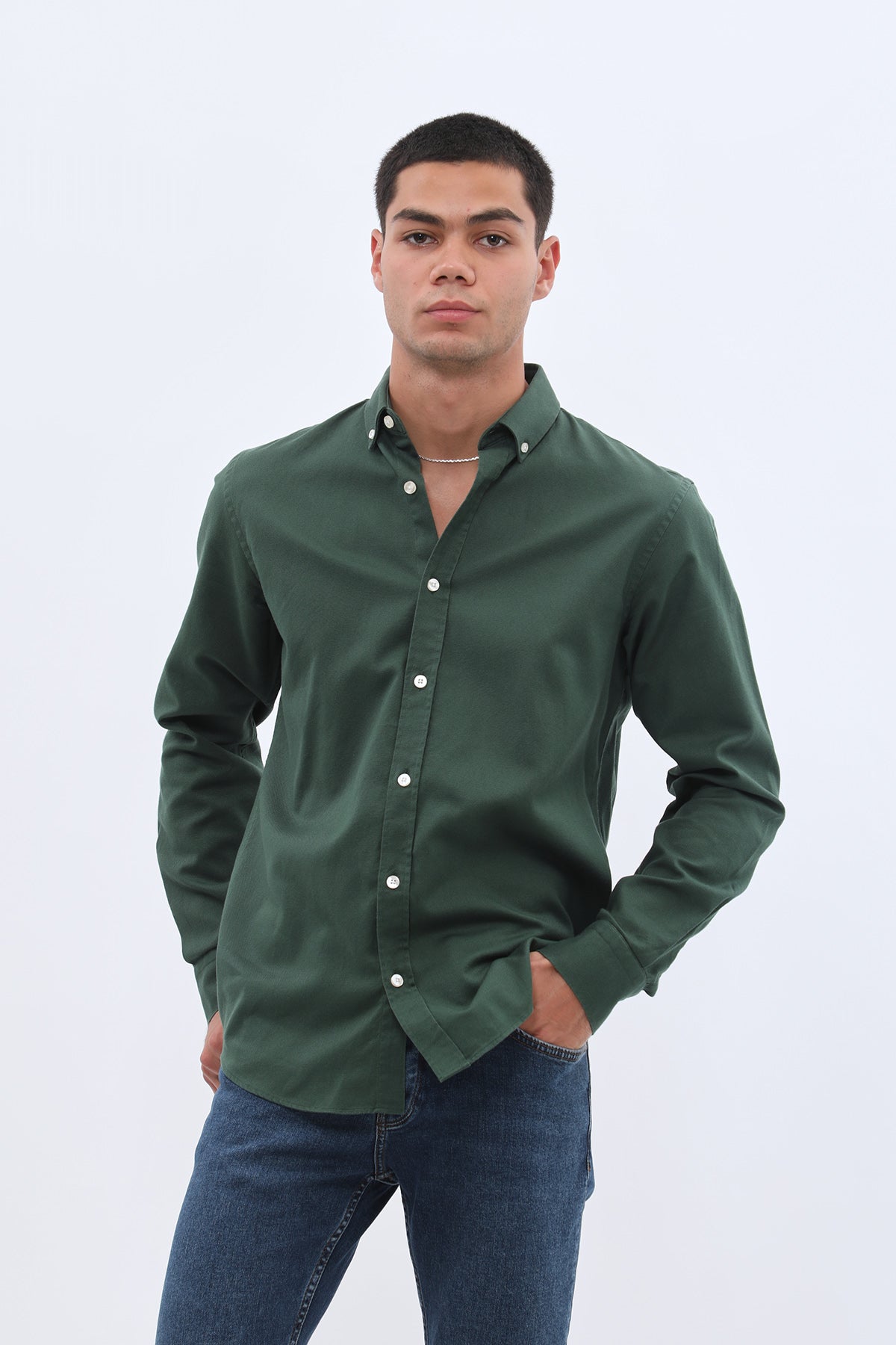 قميص باسكت بقبة بأزرار من SHIRTSPRO - لون أخضر