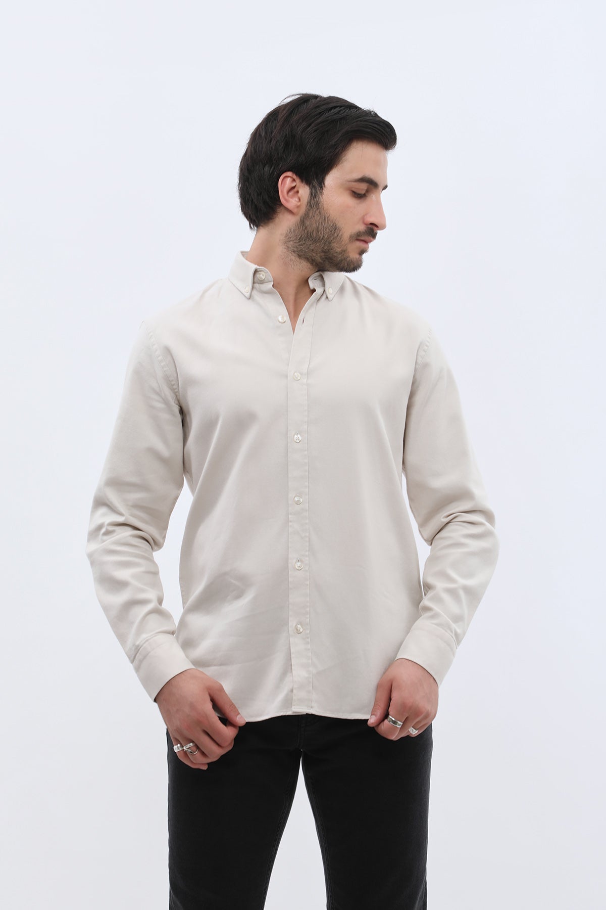 SHIRTSPRO Basket Regular Fit Shirt - Button-Down Collar - L.Beige