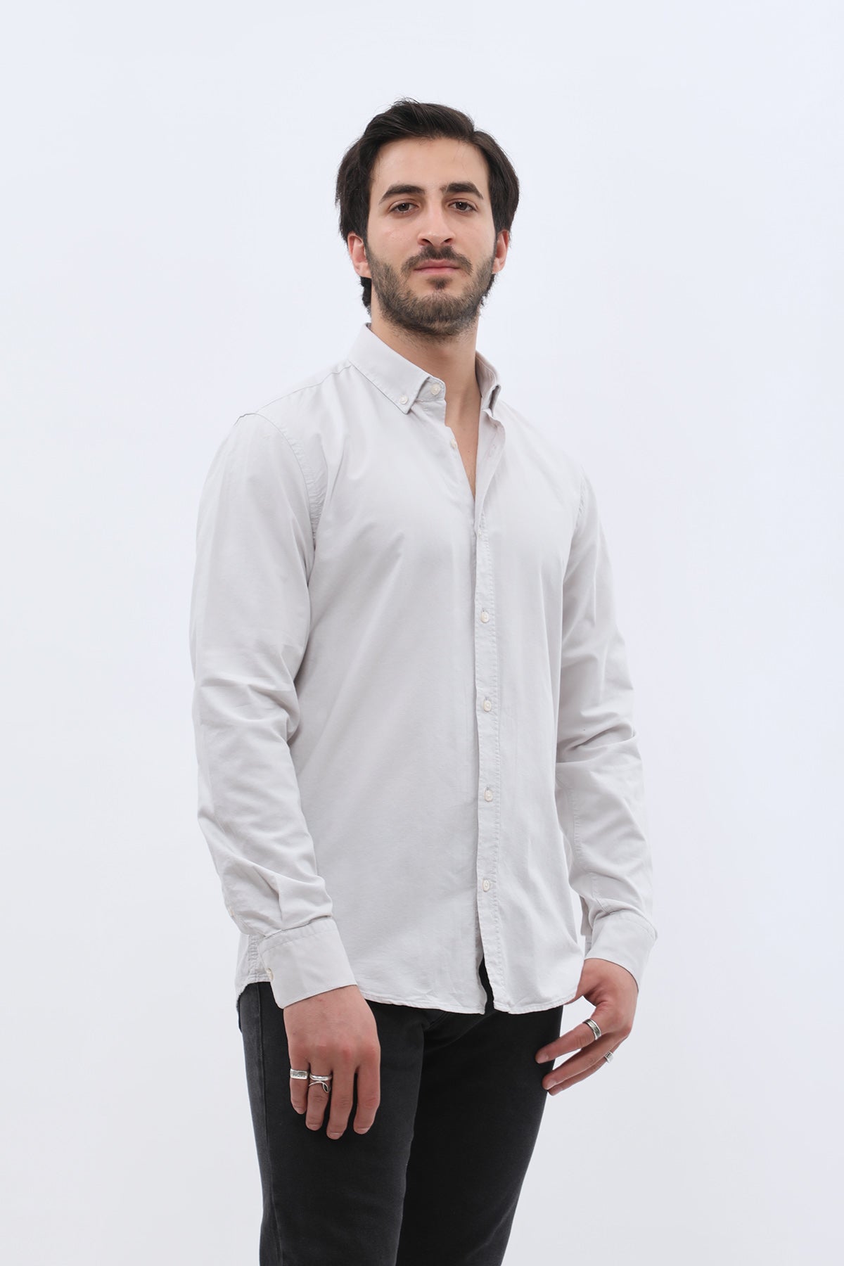 SHIRTSPRO Oxford Regular Fit Shirt - Button-Down Collar - Grey