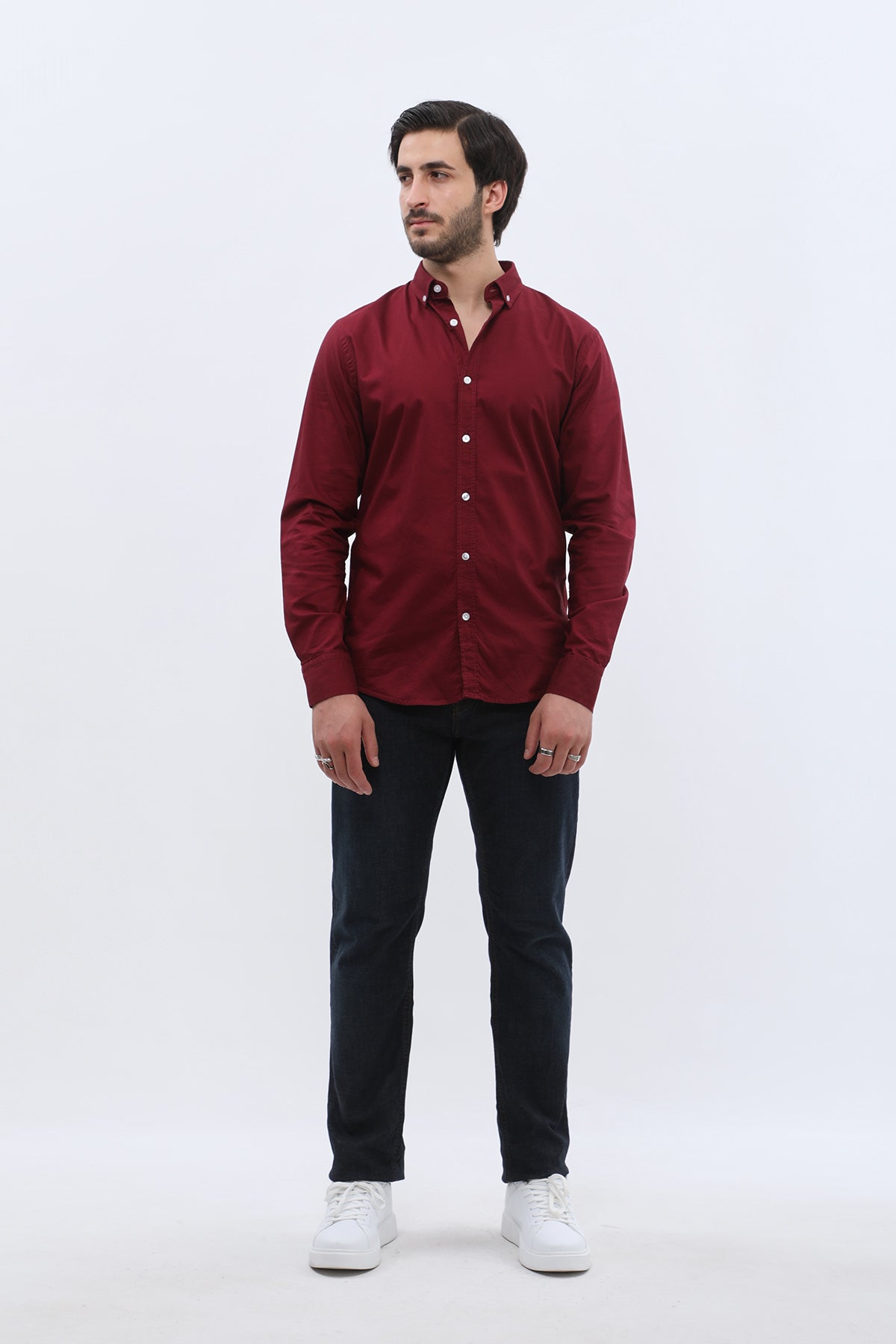 قميص أوكسفورد بقبة بأزرار من SHIRTSPRO - لون أحمر بورجندي